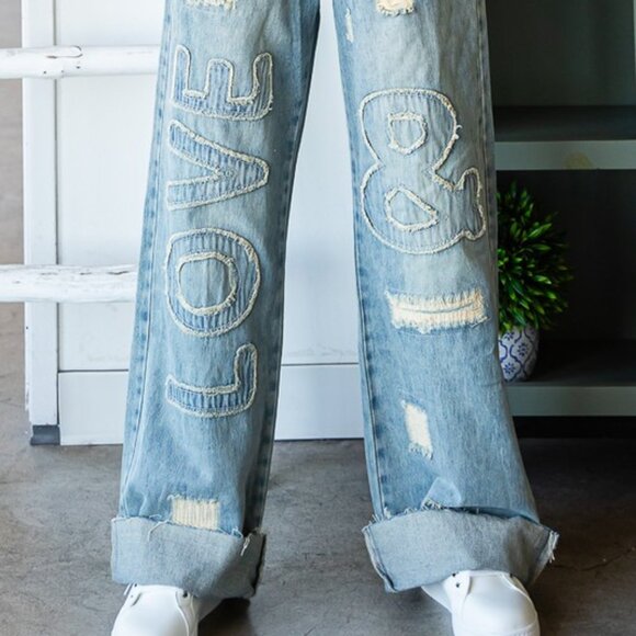 Oli & Hali Love Patch Denim Jeans - Love & - Picture 1 of 8